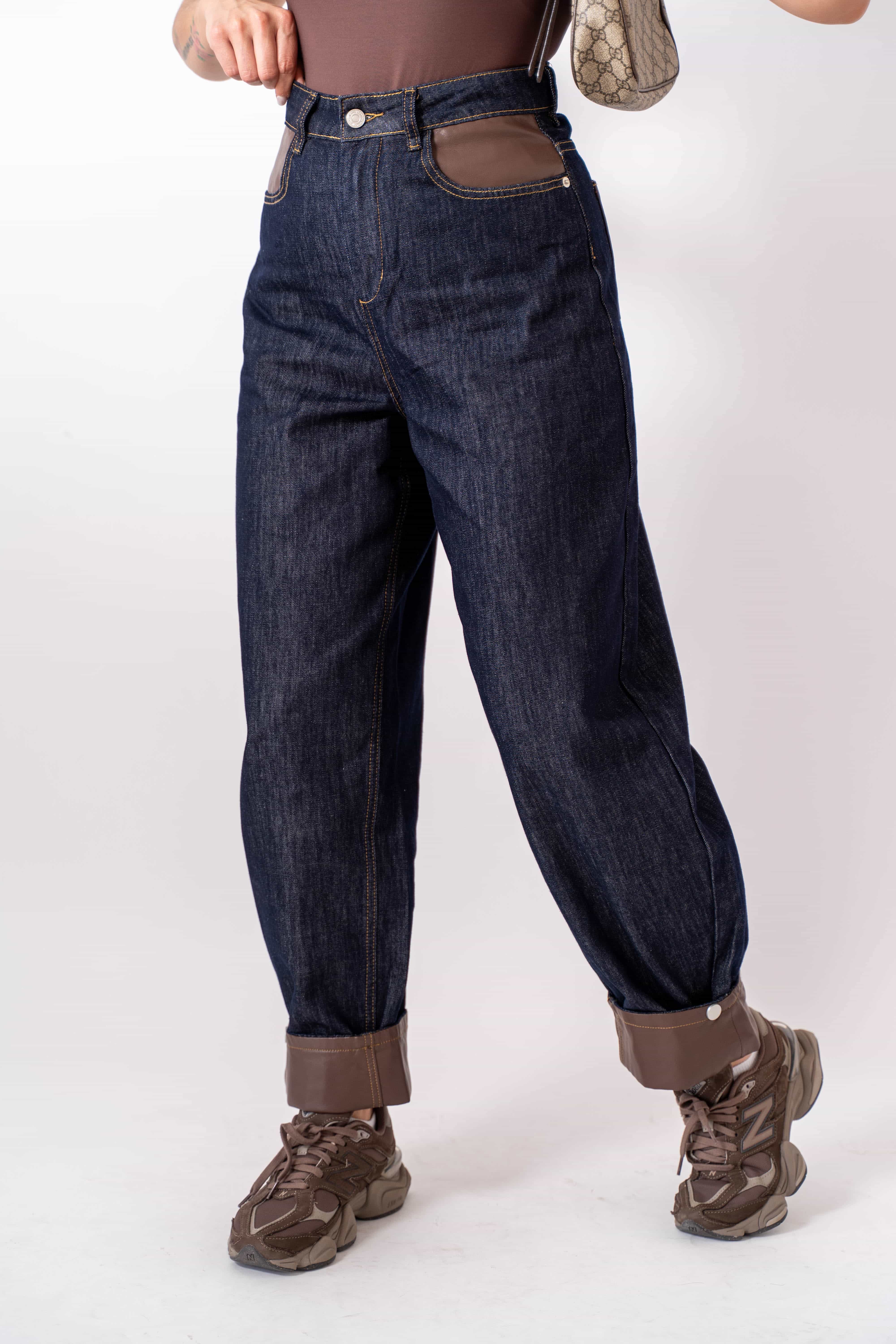 Jeans Con Piegone Eco Brown - Image 2