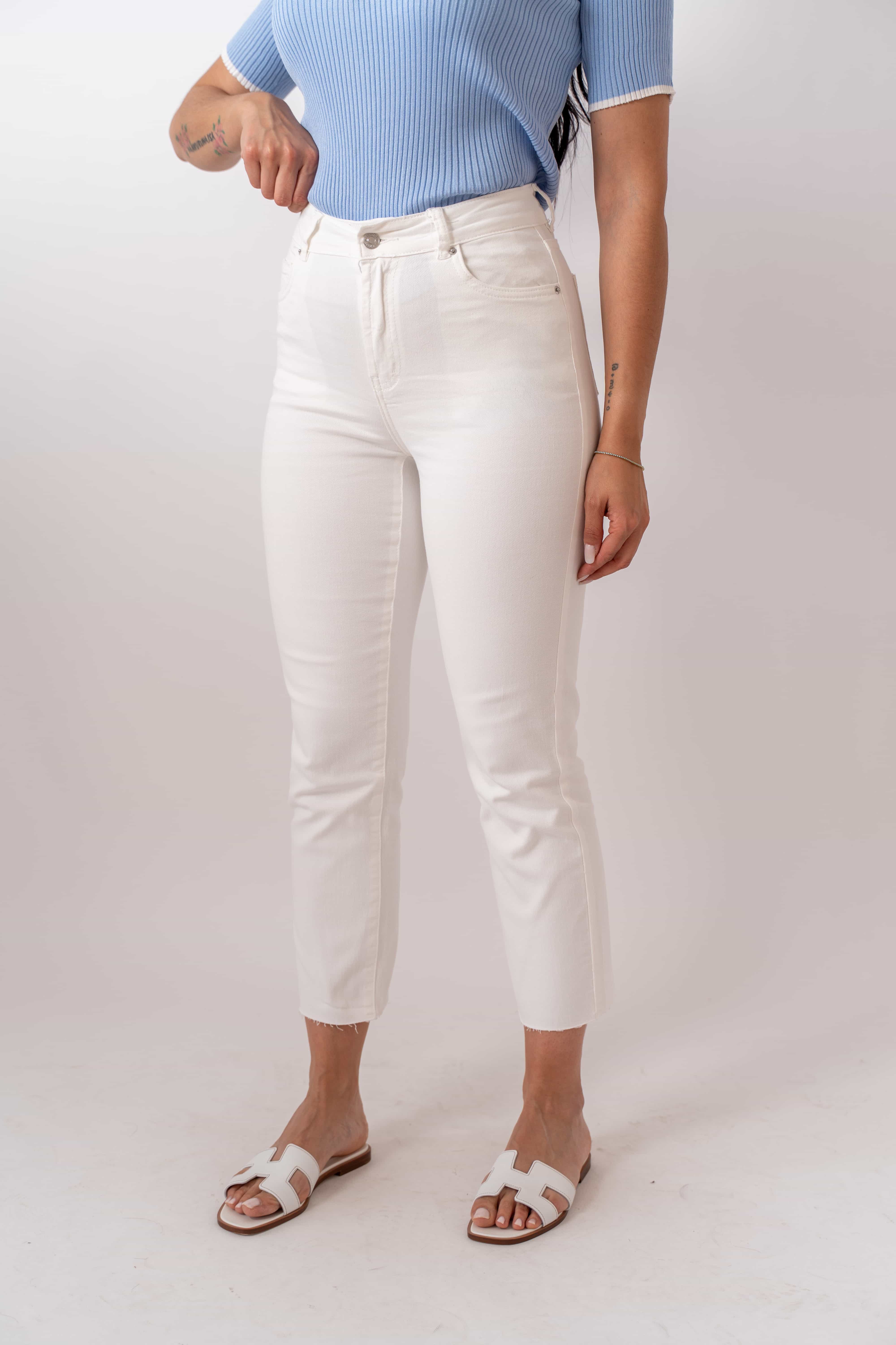 Jeans Straight White Orlo Sfrangiato - Image 2