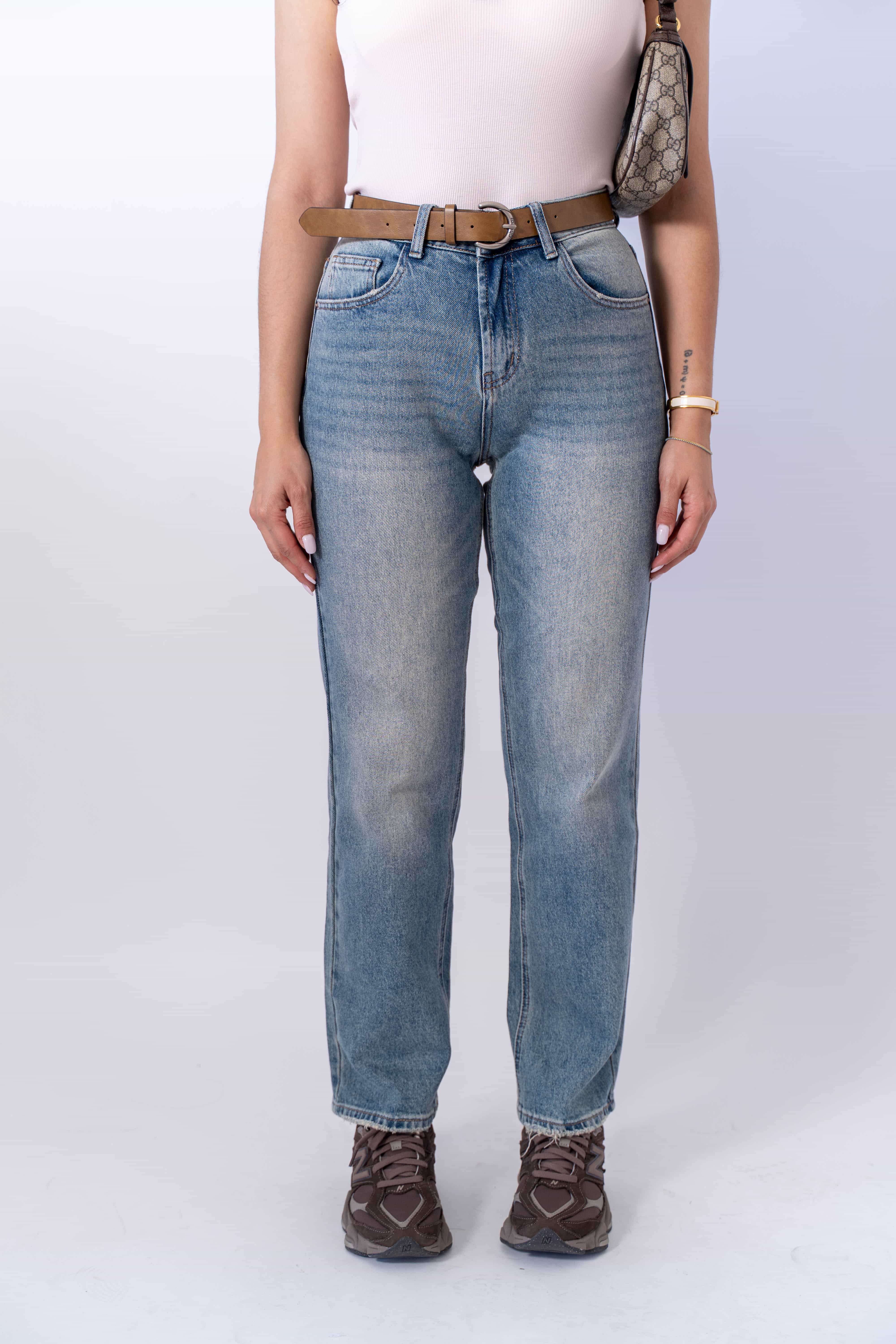 Jeans Wide Leg Con Cintura