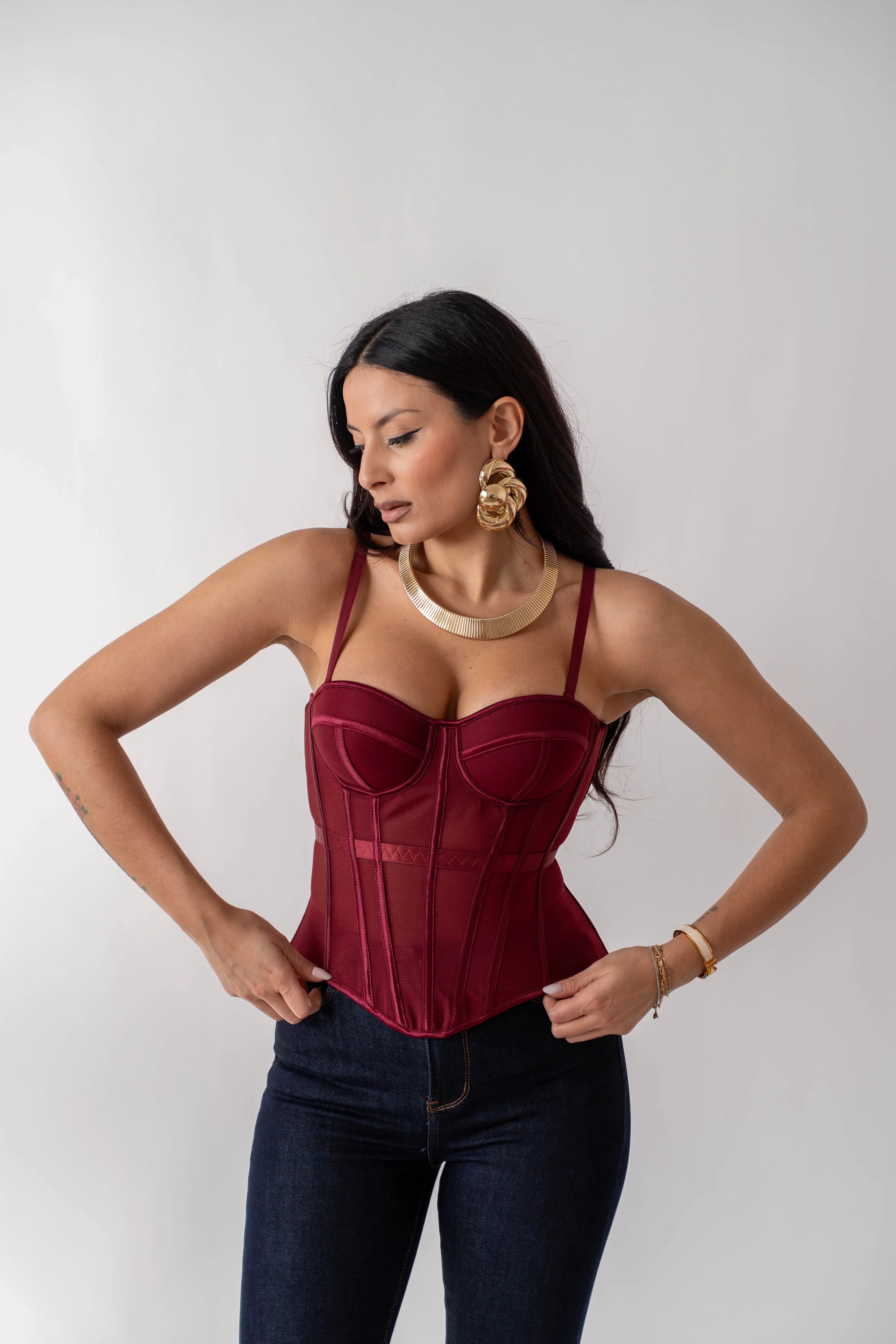 Top Bustier Bordeaux
